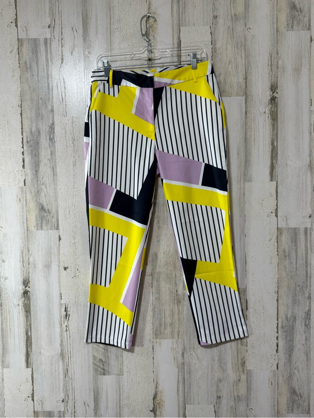 Ovi Colorblock Geometric Chinos - Yellow, Black & Lavender